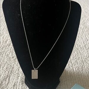 Touchstone Crystal Silver Pavé Rectangle Pendant Necklace